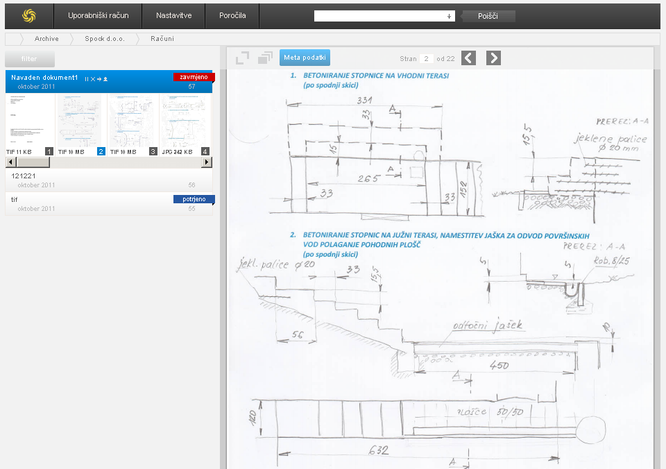 Glavno okno sistema Document Management