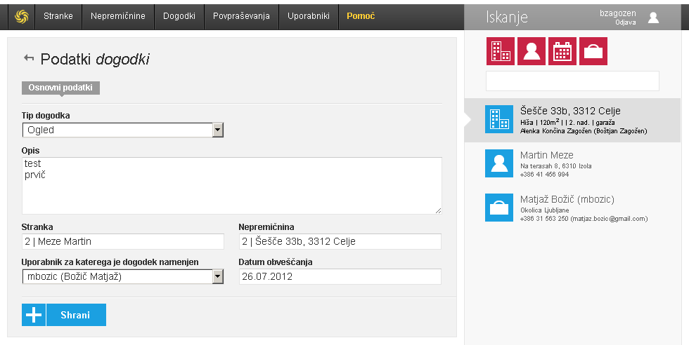 Podatki dogodka (procesa)