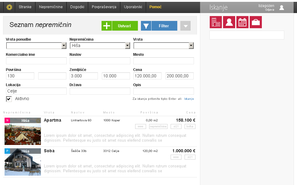 Iskanje nepremičnin